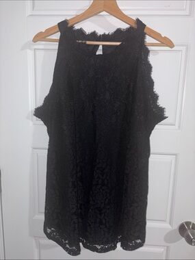 Black Lace Cold-Shoulder Women's Top